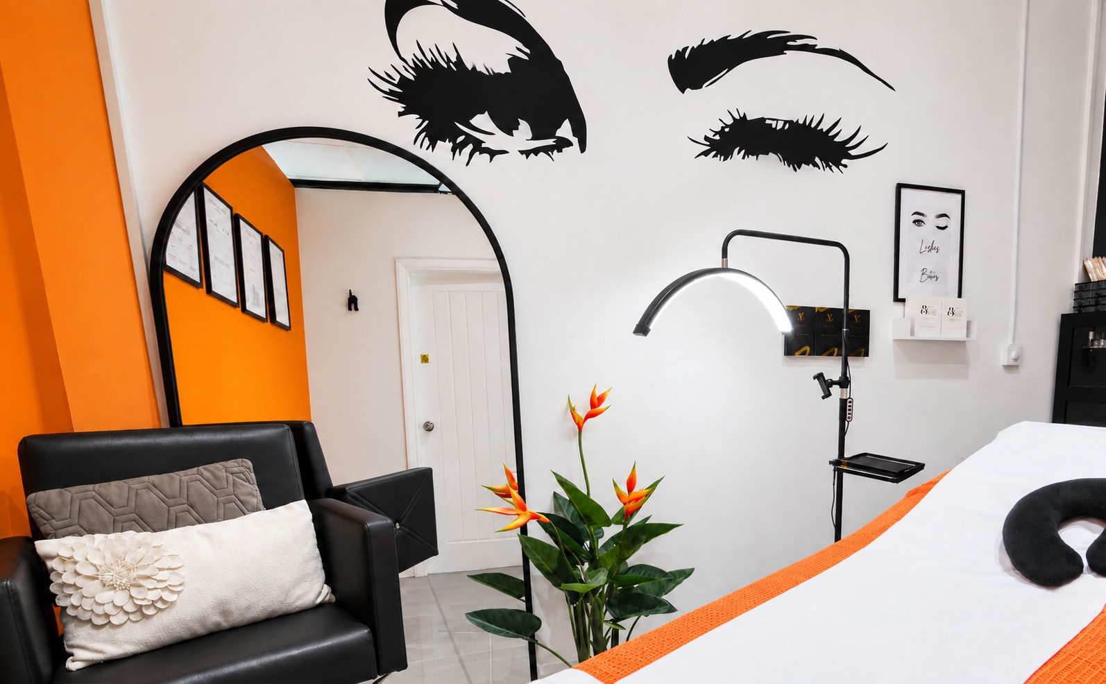 The lash and brow treatment room at Gorgeous