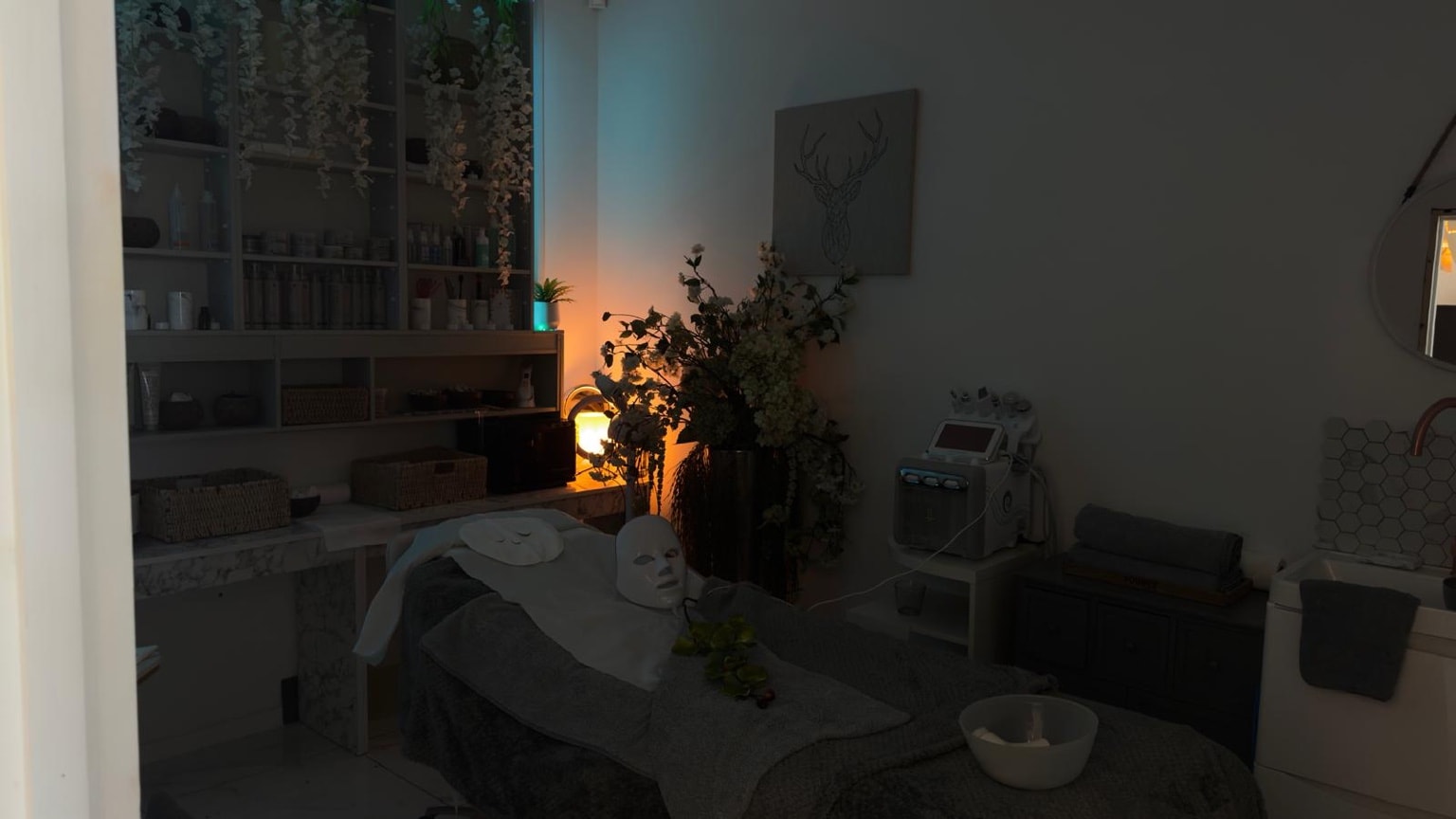 Our facial room — wide view