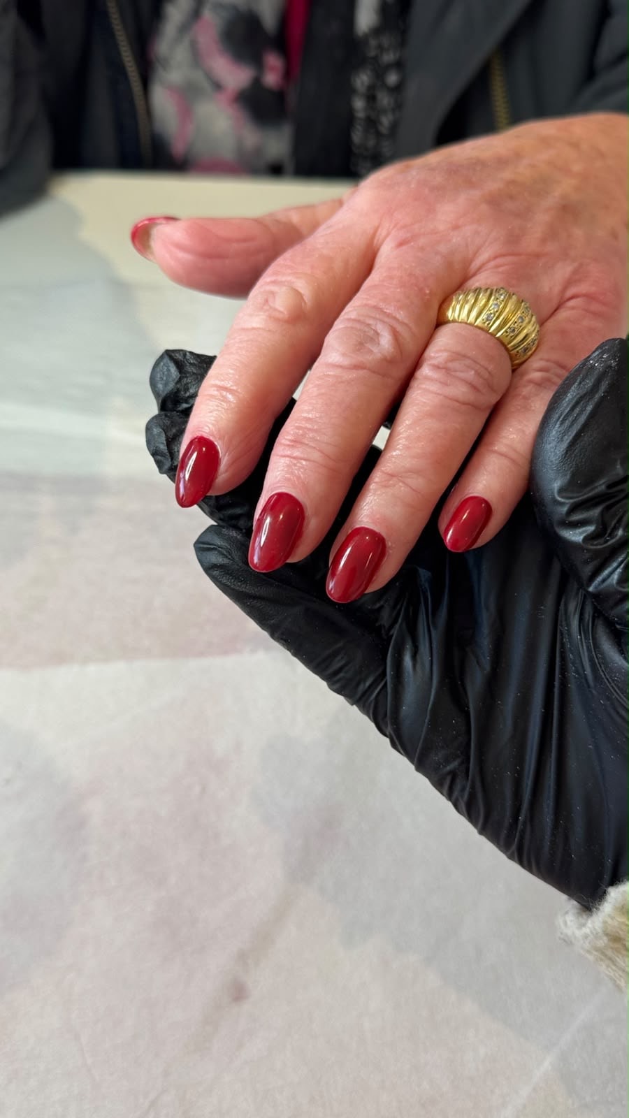 Deep red manicure